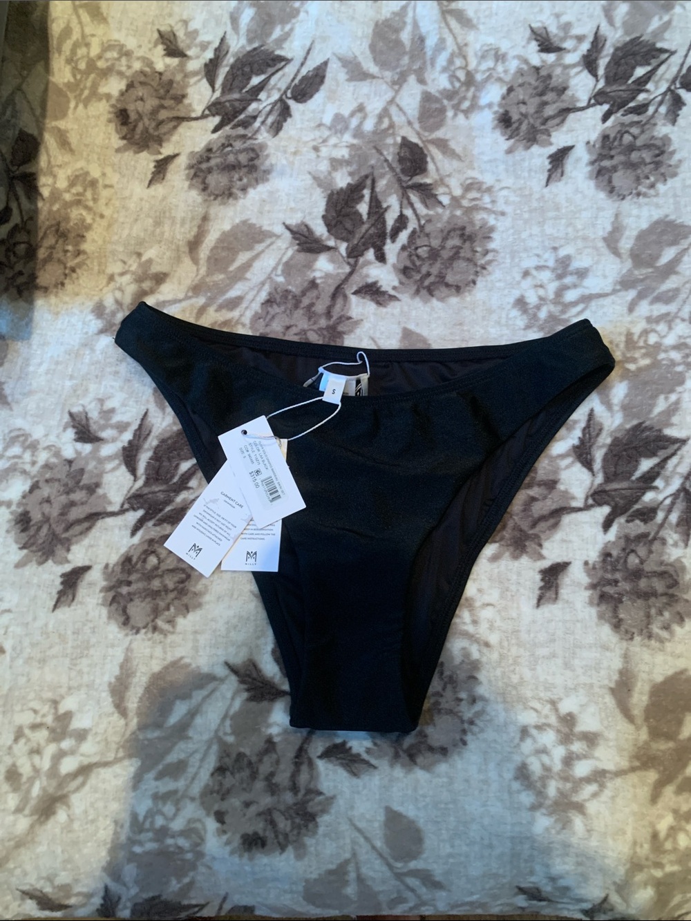Milly Swim Classic High Cut Olivia Solid Draped Bandeau Bottoms Small